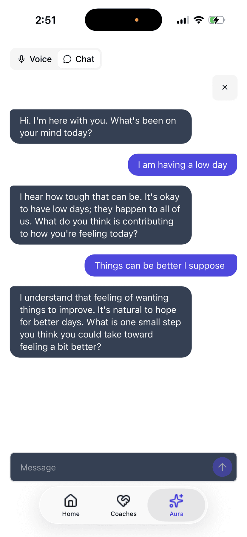 Aura chat conversation